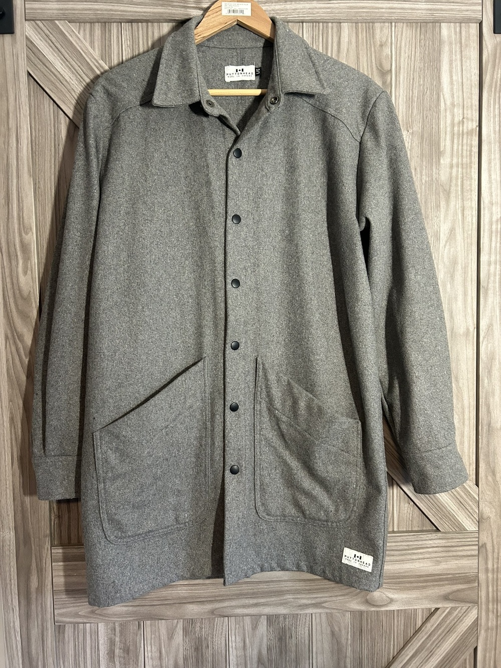MuttonHead Gray Wool Blend Shirt Jacket Large